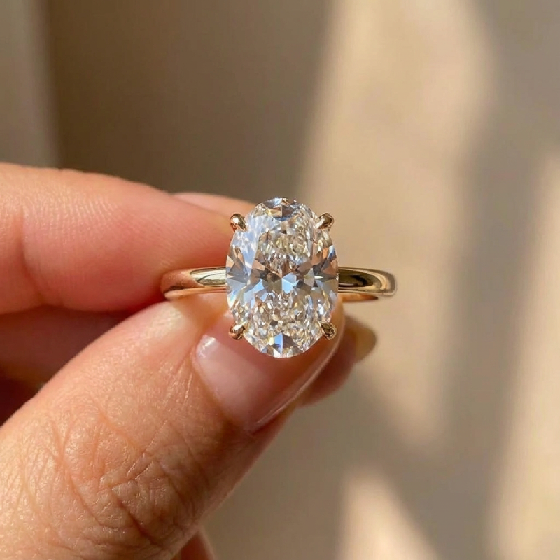 Thumbnail: 925 Sterling Silver Oval Cubic Zirconia Rings for Women Simple Classic Wedding E
