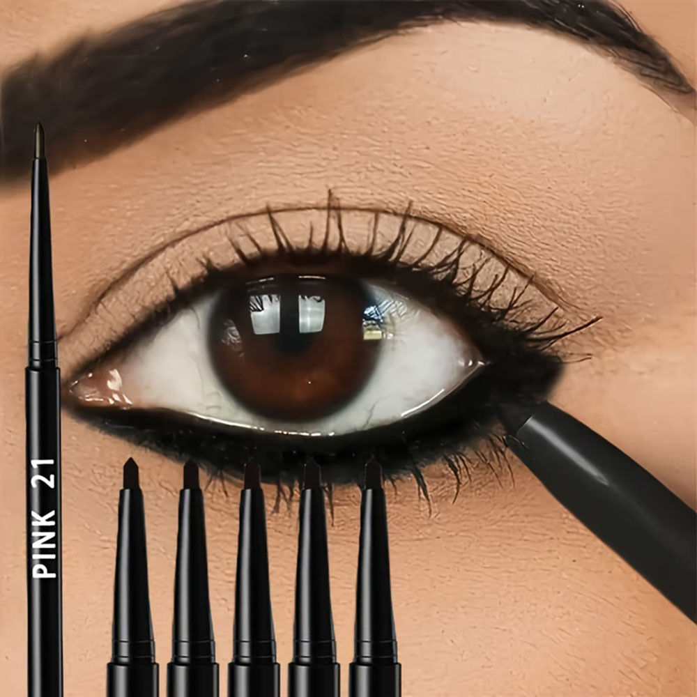 5-Pack Waterproof & Sweat-Proof Black Eyeliner Pencil -Long-Lasting, Smudge-Proo