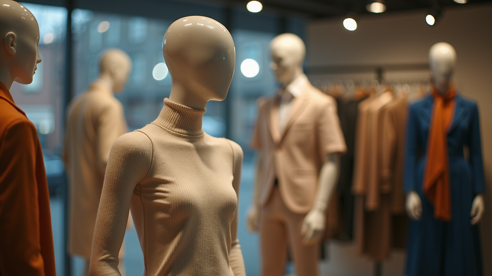 Eye-level view of a stylish outfit on a mannequin