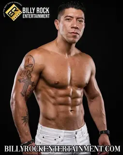 Male stripper in white pants, with ripped muscles