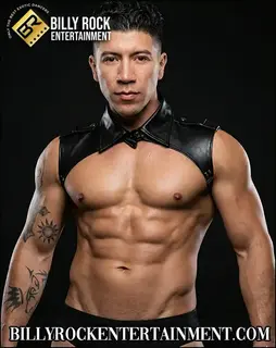 Tarzan male stripper in black leather