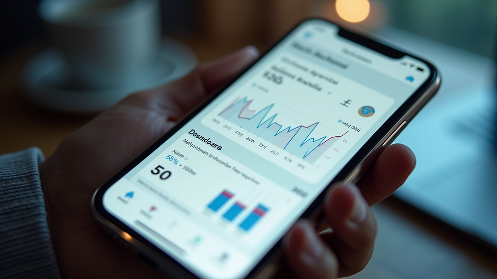 Close-up view of a smartphone displaying social media analytics dashboard