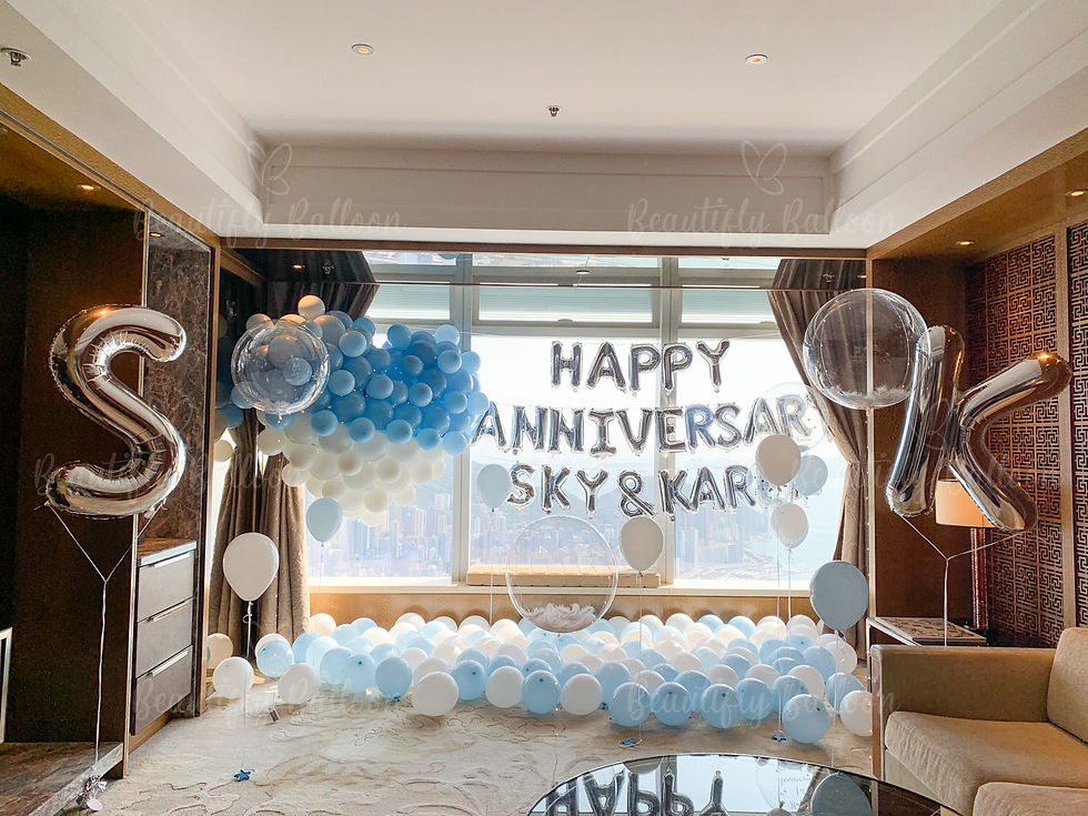 Thumbnail: 高級感藍白色系氣球設計｜適合香港酒店內派對慶祝｜Beautifly Balloon氣球佈置專家