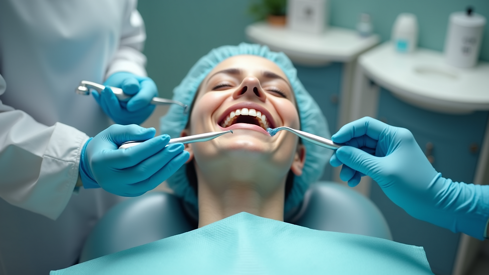 High angle view of teeth whitening setup in a salon