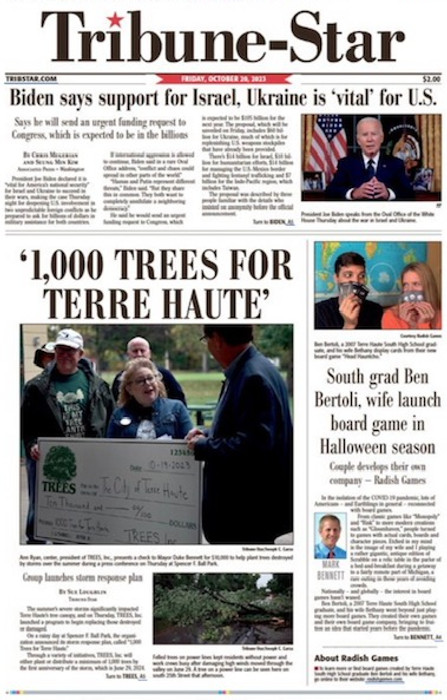 Newspaper article about 1,000 Trees for Terre Haute initiative