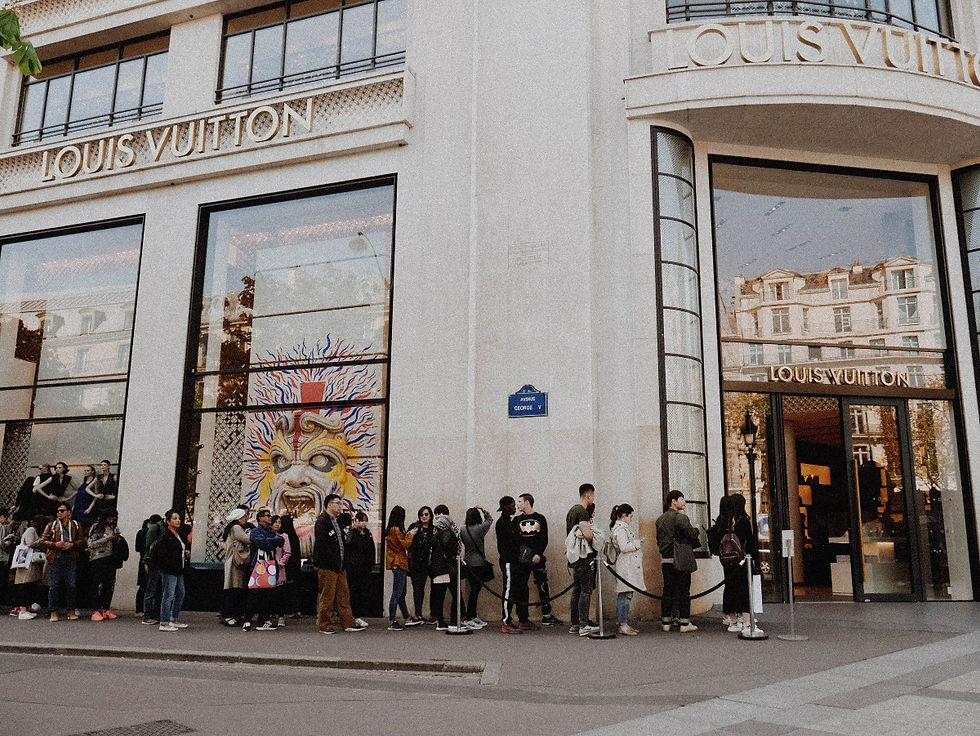 Line of people waiting for product release