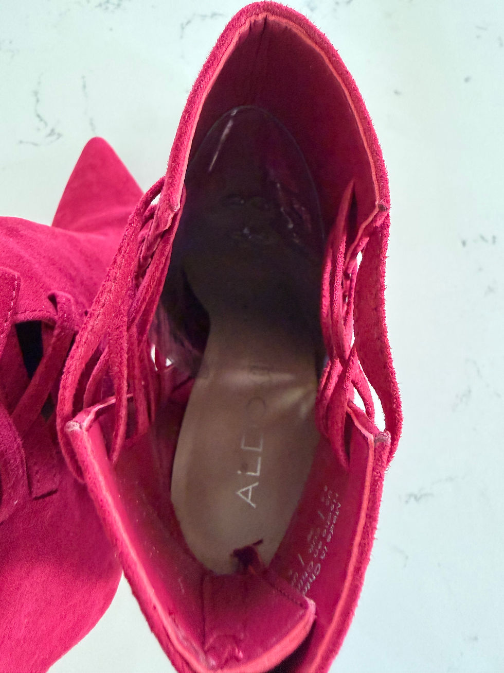 Thumbnail: Express Hot Pink Suede Stiletto Ankle Boots – Size 8.5