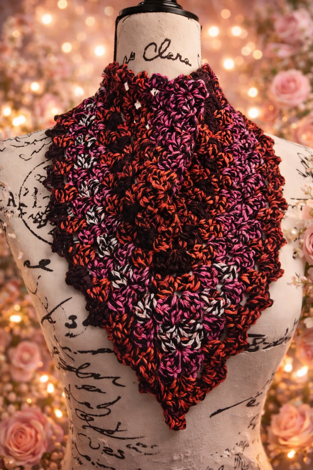 Handmade Crochet Bandana/Kerchief V-Day Edition