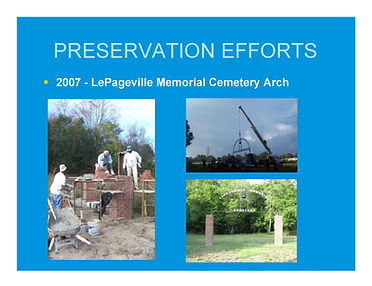 Building of LePageville Memorial Cemetery Arch