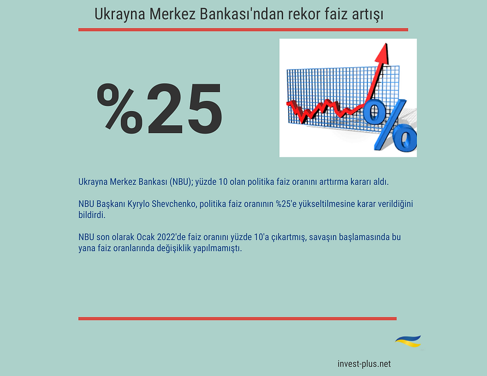 Ukrayna Merkez Bankası'ndan rekor faiz artışı