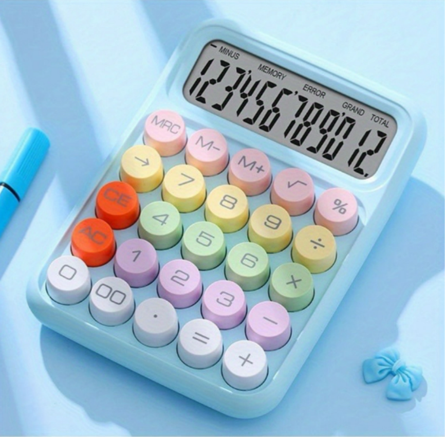 Miniatura: Calculadora Retro Com Teclado Mecânico Cores Candy Color 12 Dígitos Grande Displ