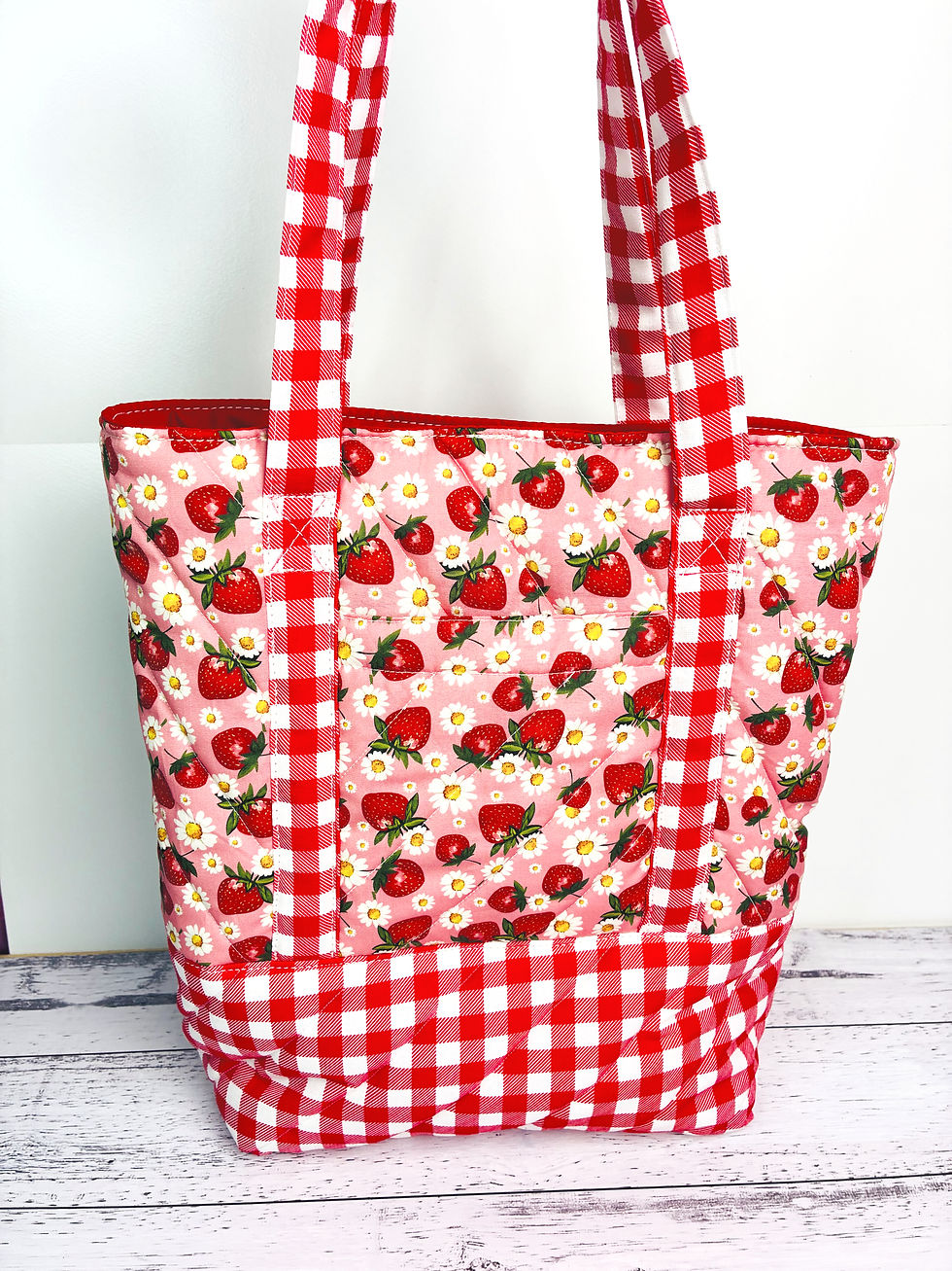 Thumbnail: Quilted Strawberry Feilds Tote Bag