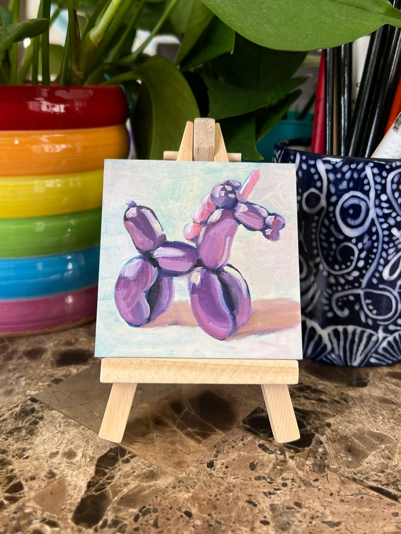 Balloon Unicorn - mini original oil painting
