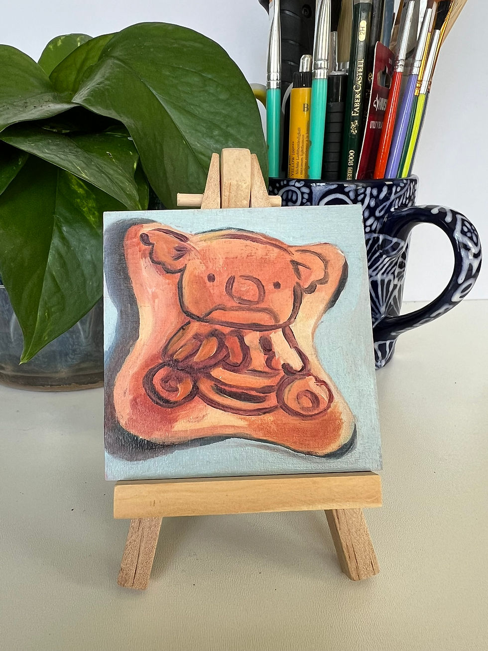 Koala's March Chocolate Cookie - mini original oil painting