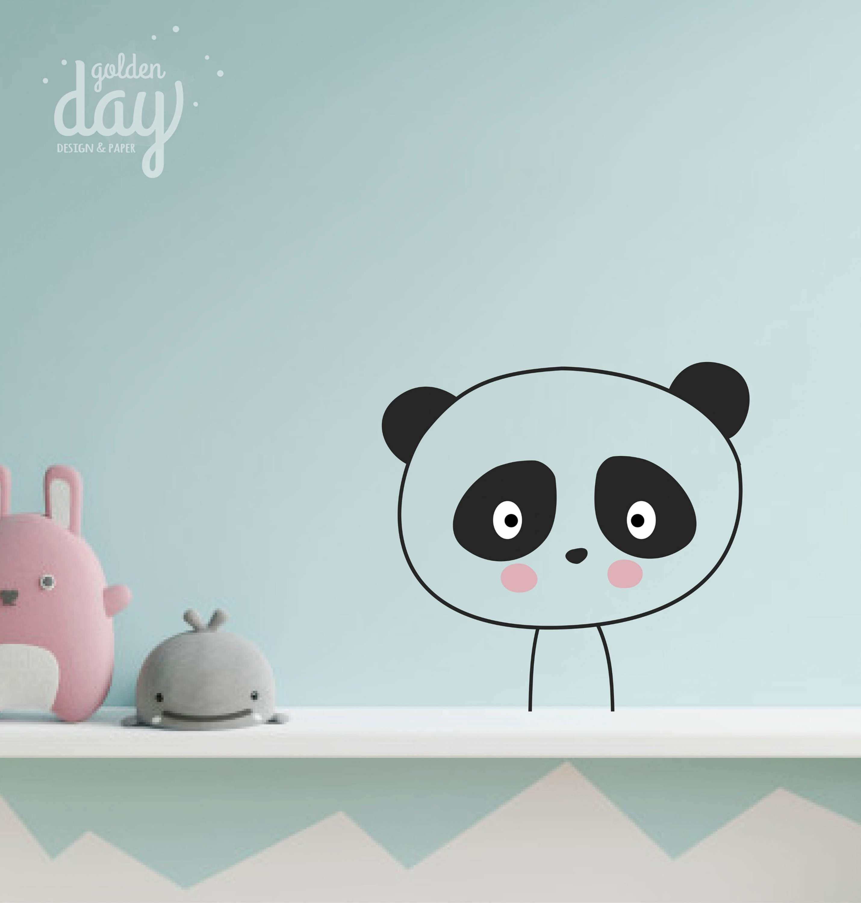 Vinil panda parede - decoração prateleira - 1