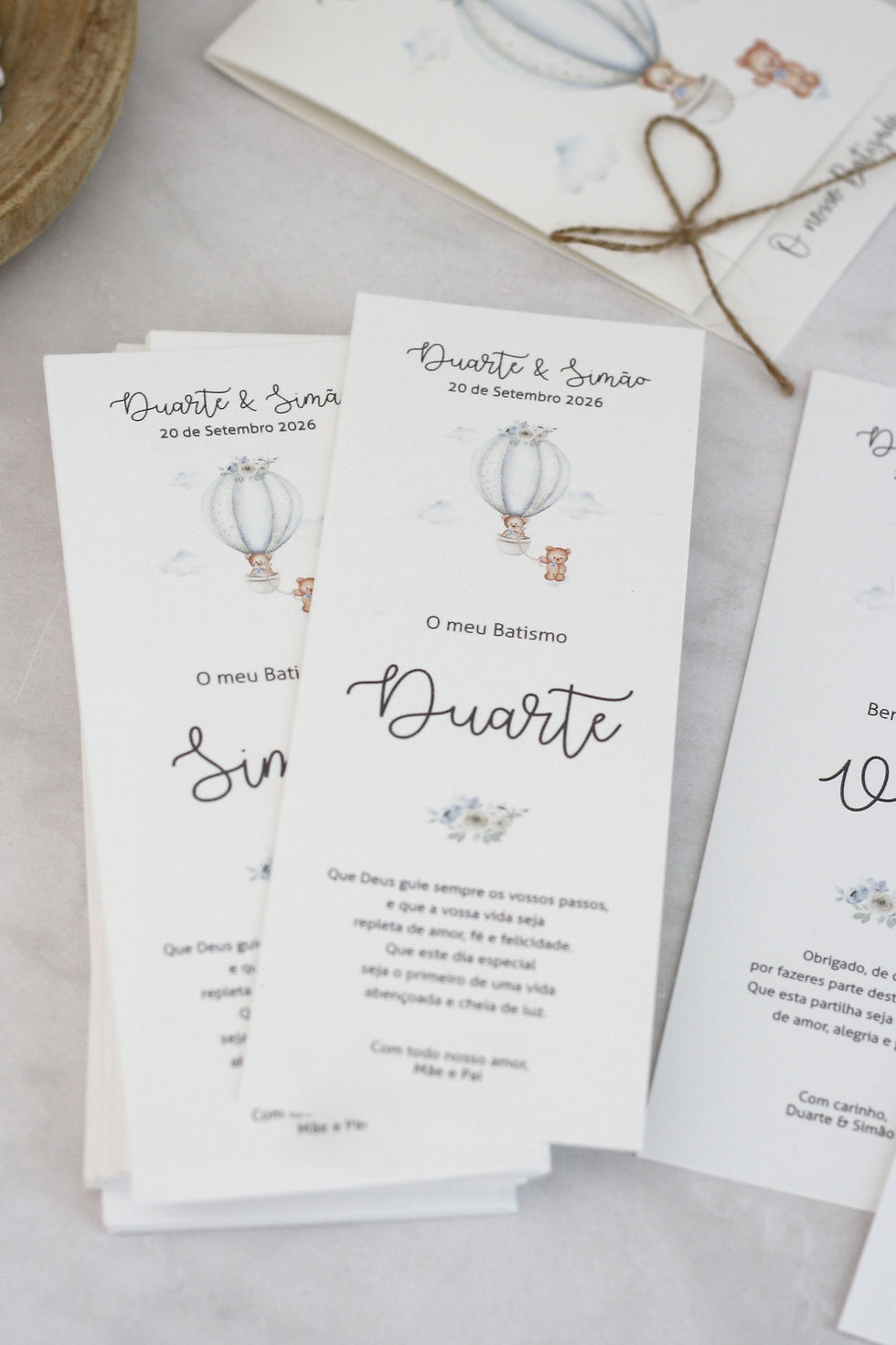 Marcador de mesa ursinhos gémeos - Personalizado por pessoa - 01