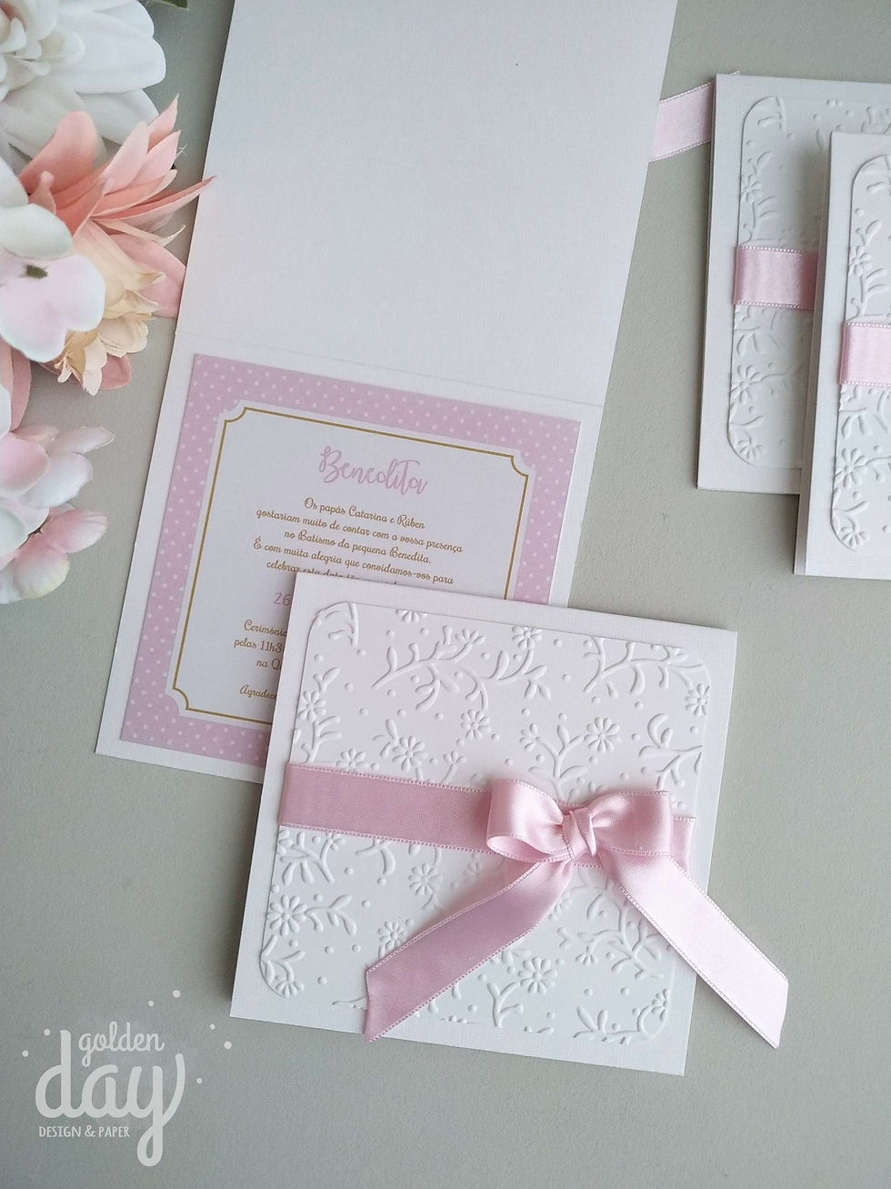 Convite Relevo Floral - Benedita - 1