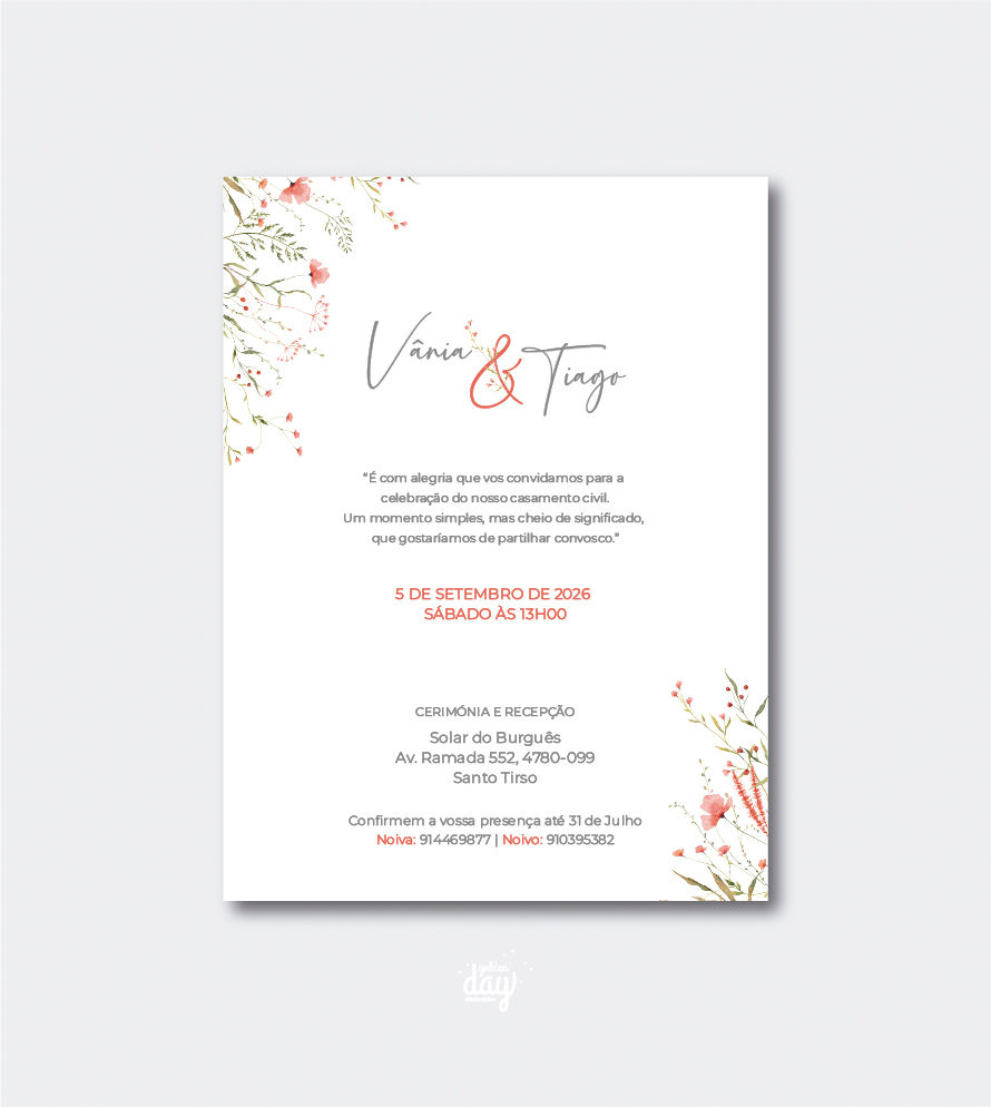 Convite digital - Romance floral