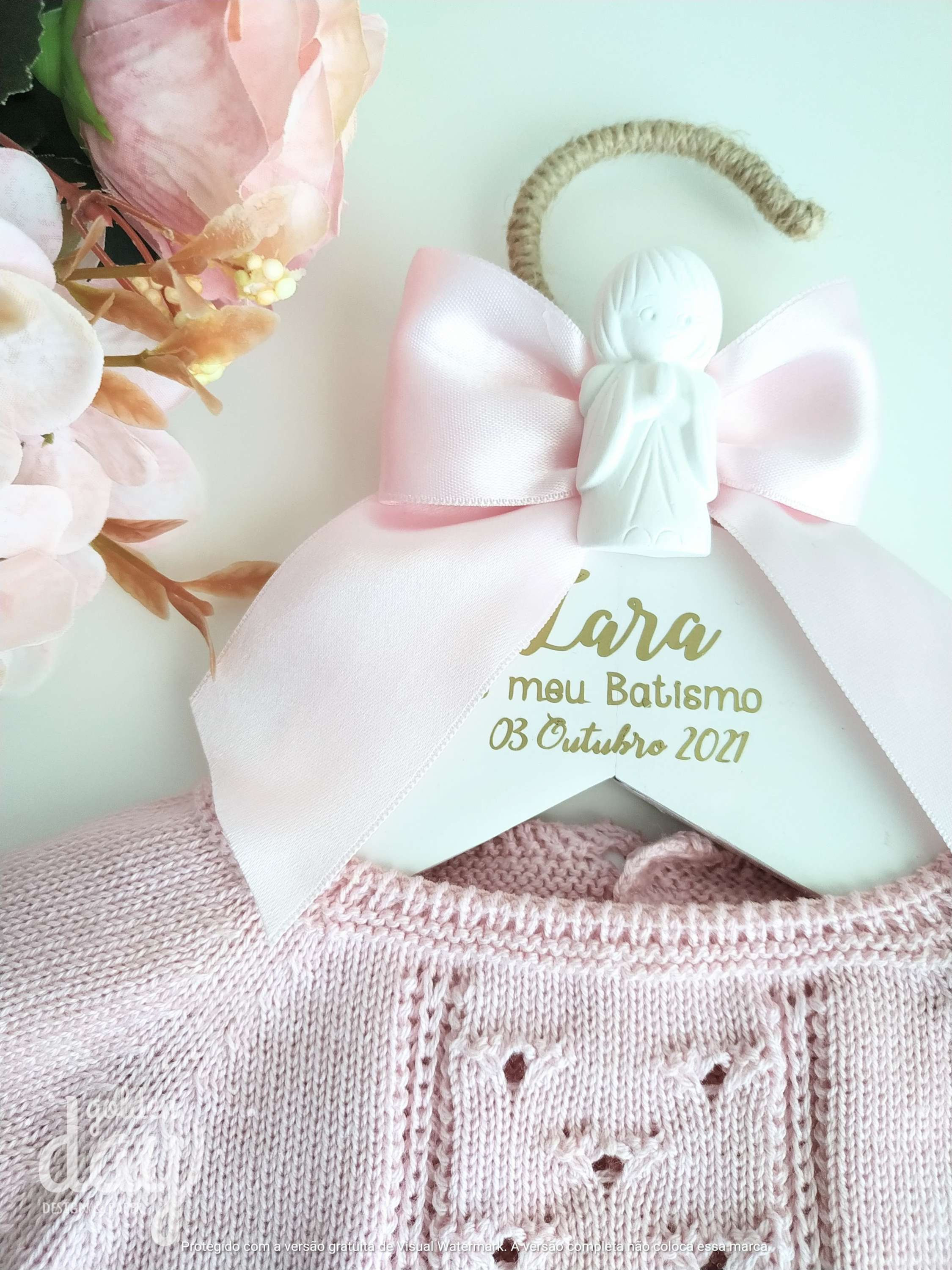 6 apliques de cabide c/ laço cetim e gesso perfumado