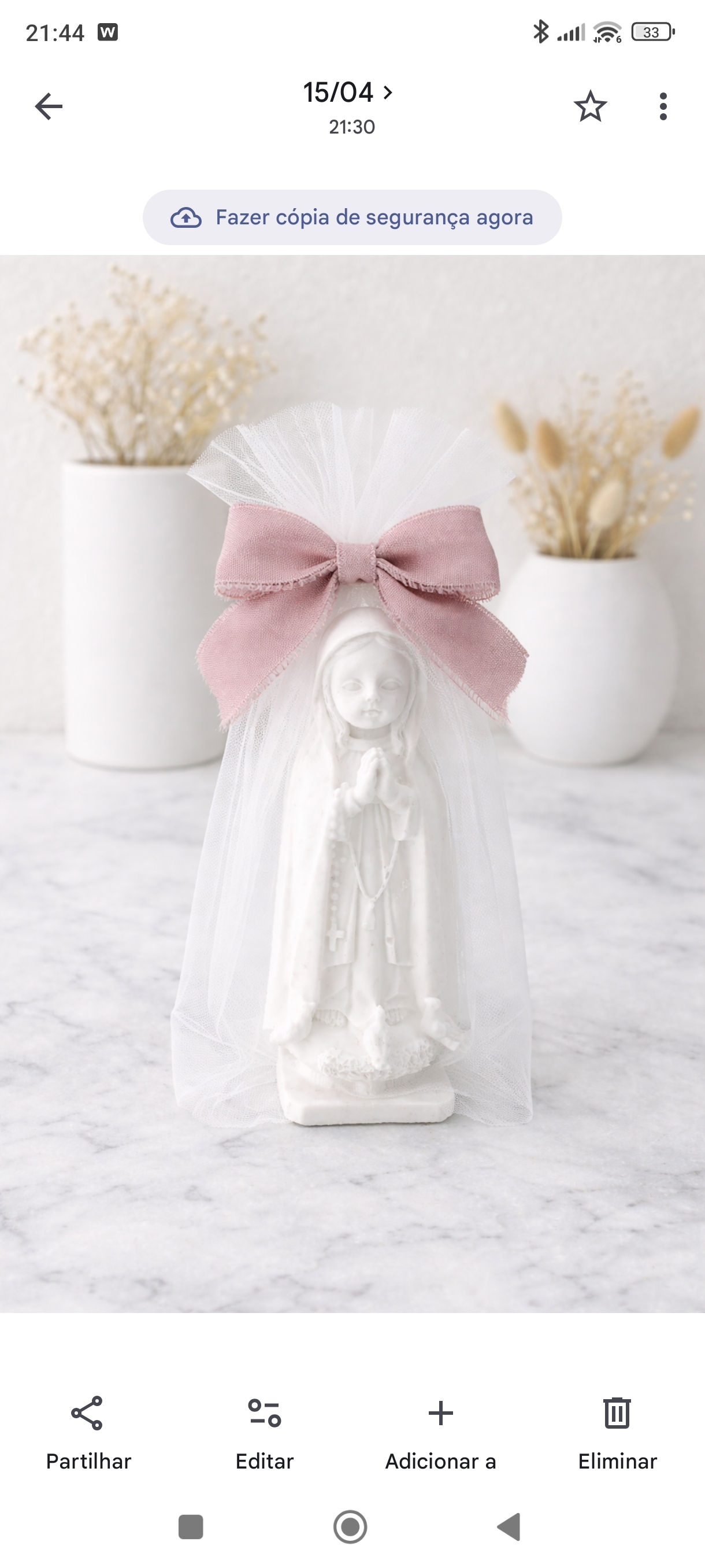 Nossa Senhora de Fátima - gesso perfumado