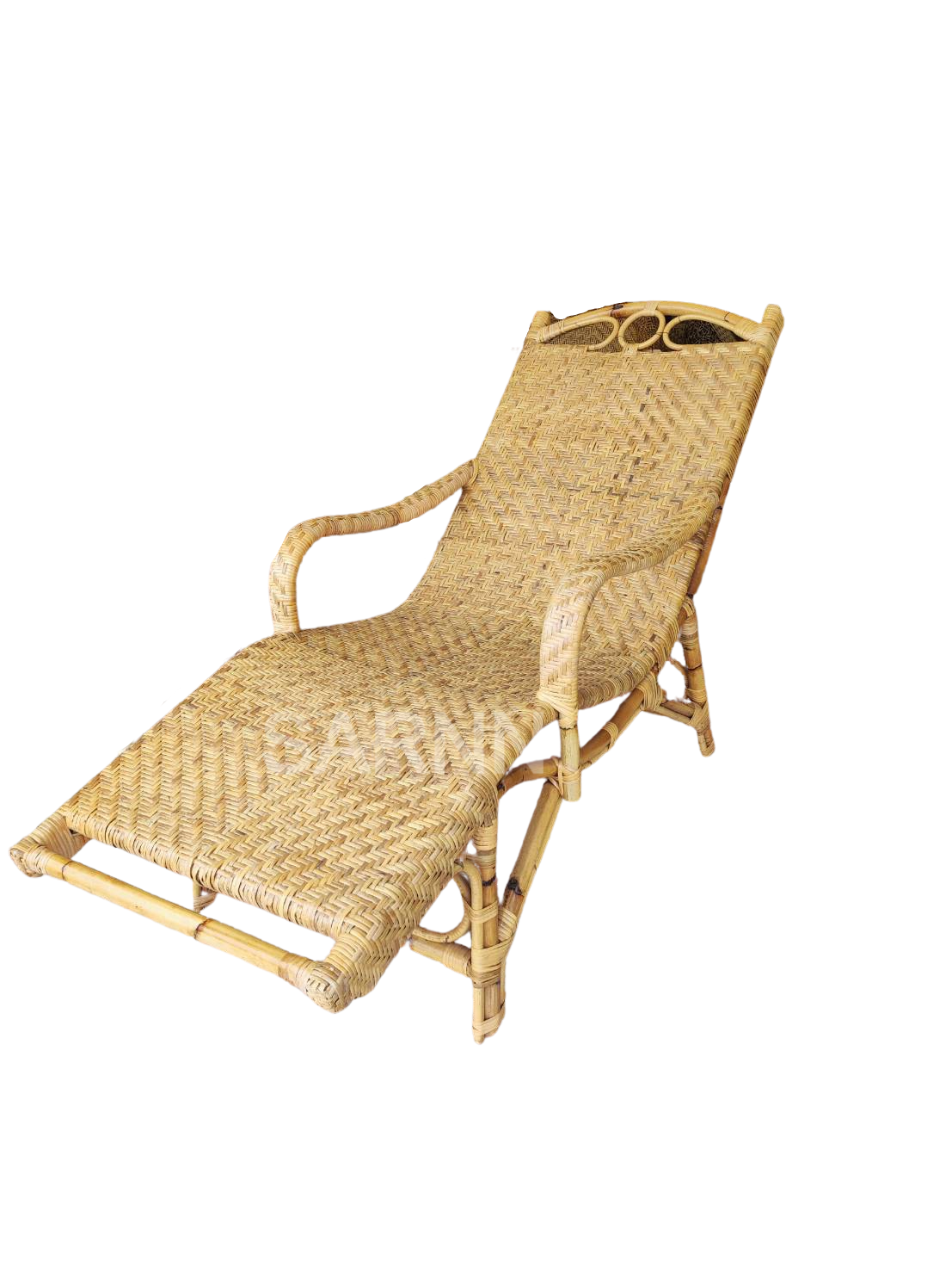 Real rattan lounge chair with woven rattan surface