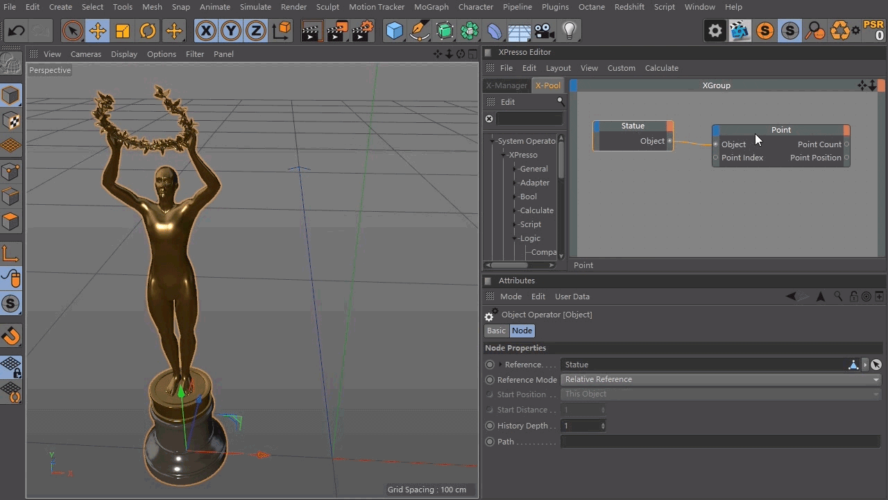 In XPresso, you can manipulate objects, points, Mograph... With Houdini’s VOP, you have four levels of an object: vertex, points, prims and details.