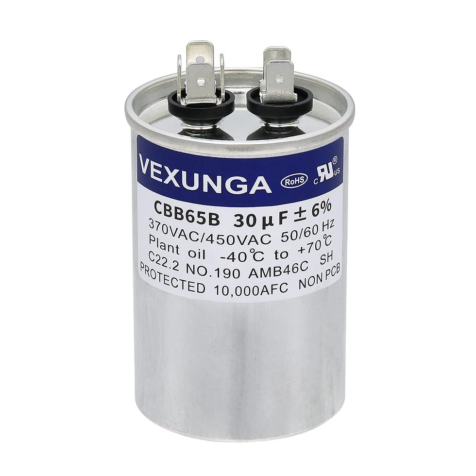 Thumbnail: 75/7.5 uF 75+7.5 MFD 370V or 440V Dual Run Start Round A/C Capacitor CBB65 CBB6