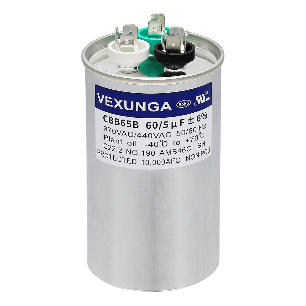 Thumbnail: 75/7.5 uF 75+7.5 MFD 370V or 440V Dual Run Start Round A/C Capacitor CBB65 CBB6