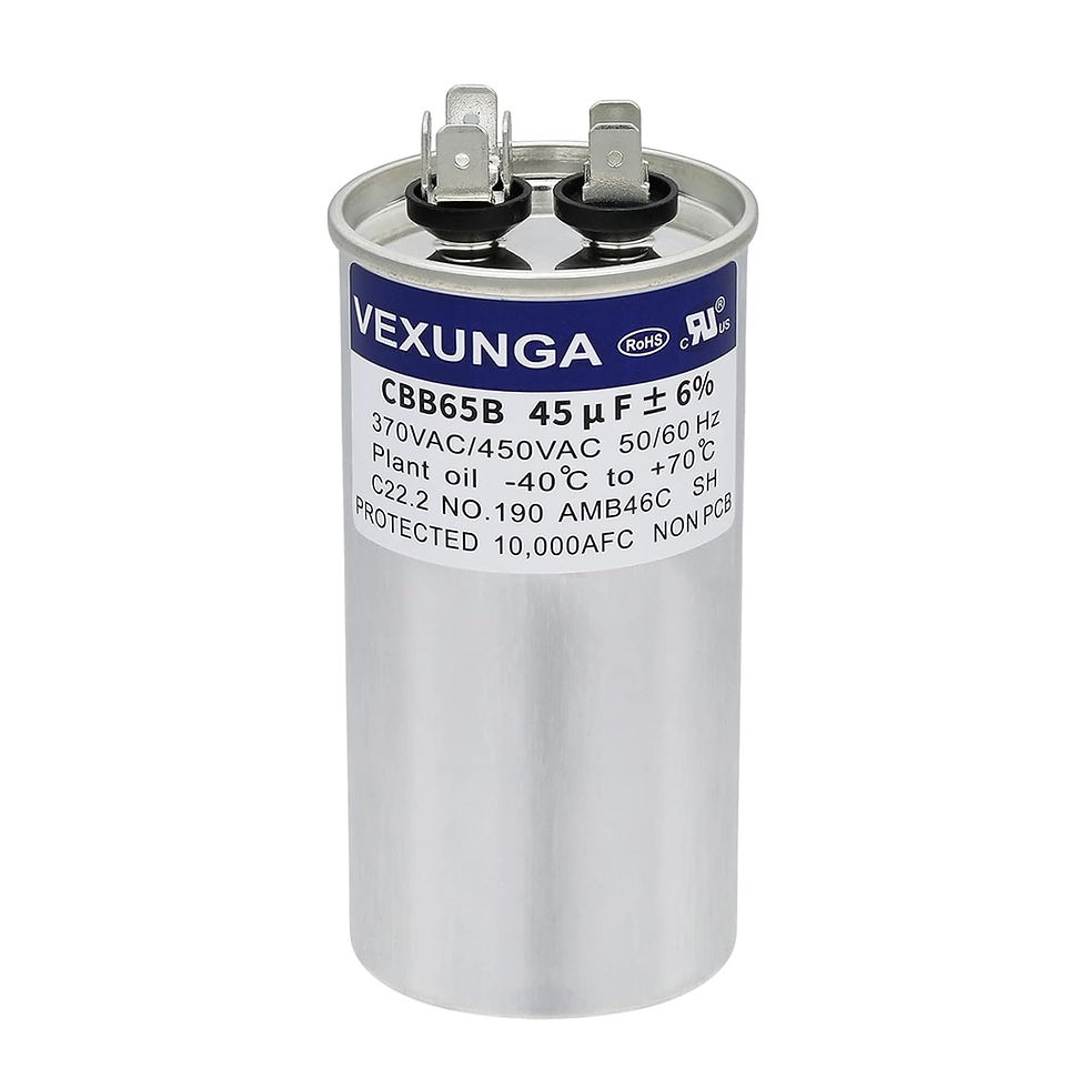 Thumbnail: 75/7.5 uF 75+7.5 MFD 370V or 440V Dual Run Start Round A/C Capacitor CBB65 CBB6