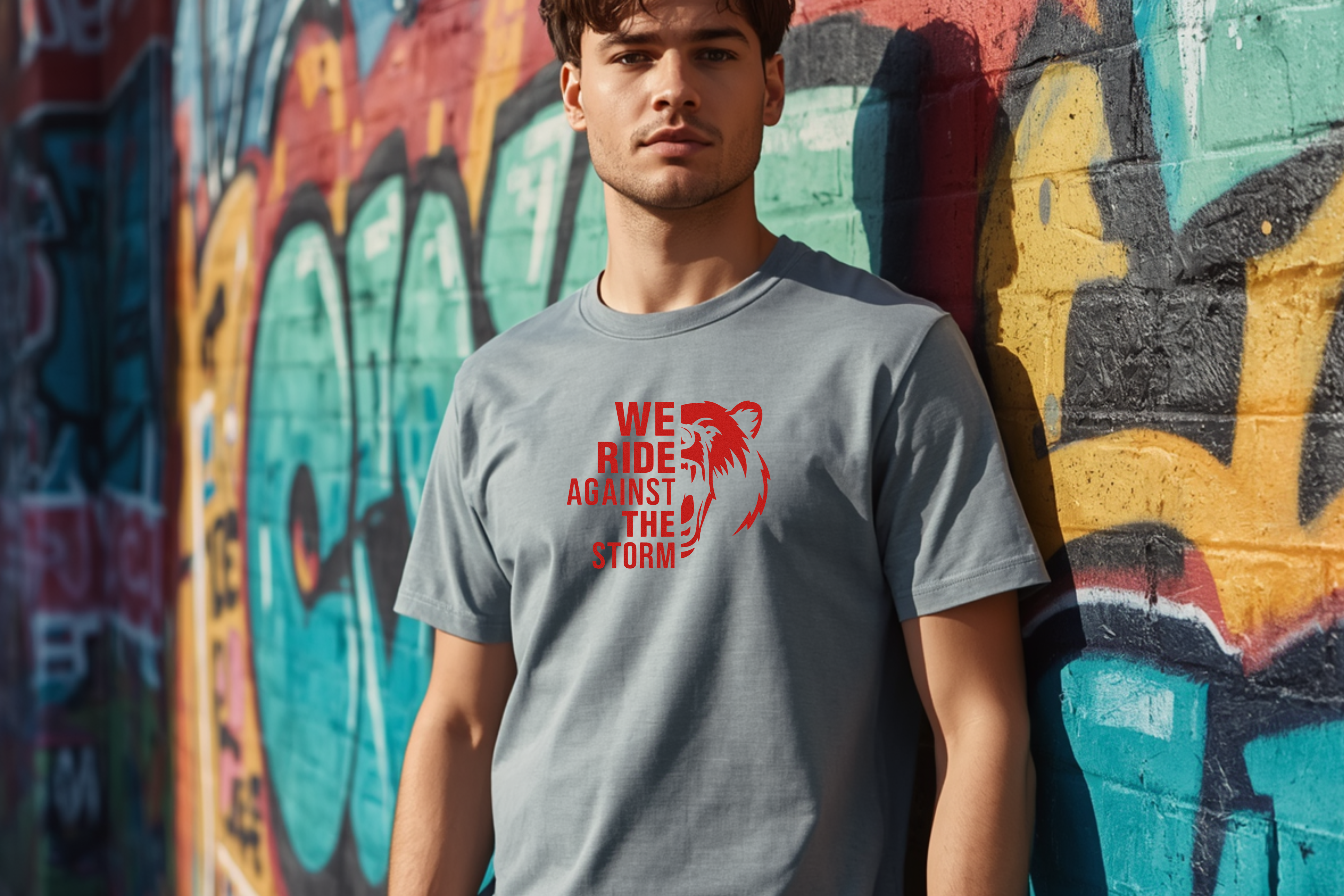 OT Nation "Ride Against The storm" Tee Grey and Red