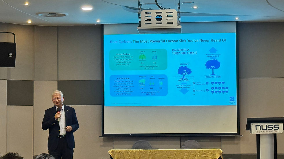 Mr. Tan Seng Chuan delivers an enlightening presentation on the impact and importance of blue carbon as a powerful carbon sink.
