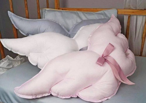 Coussin grandes ailes d'Ange blanc gris ou rose