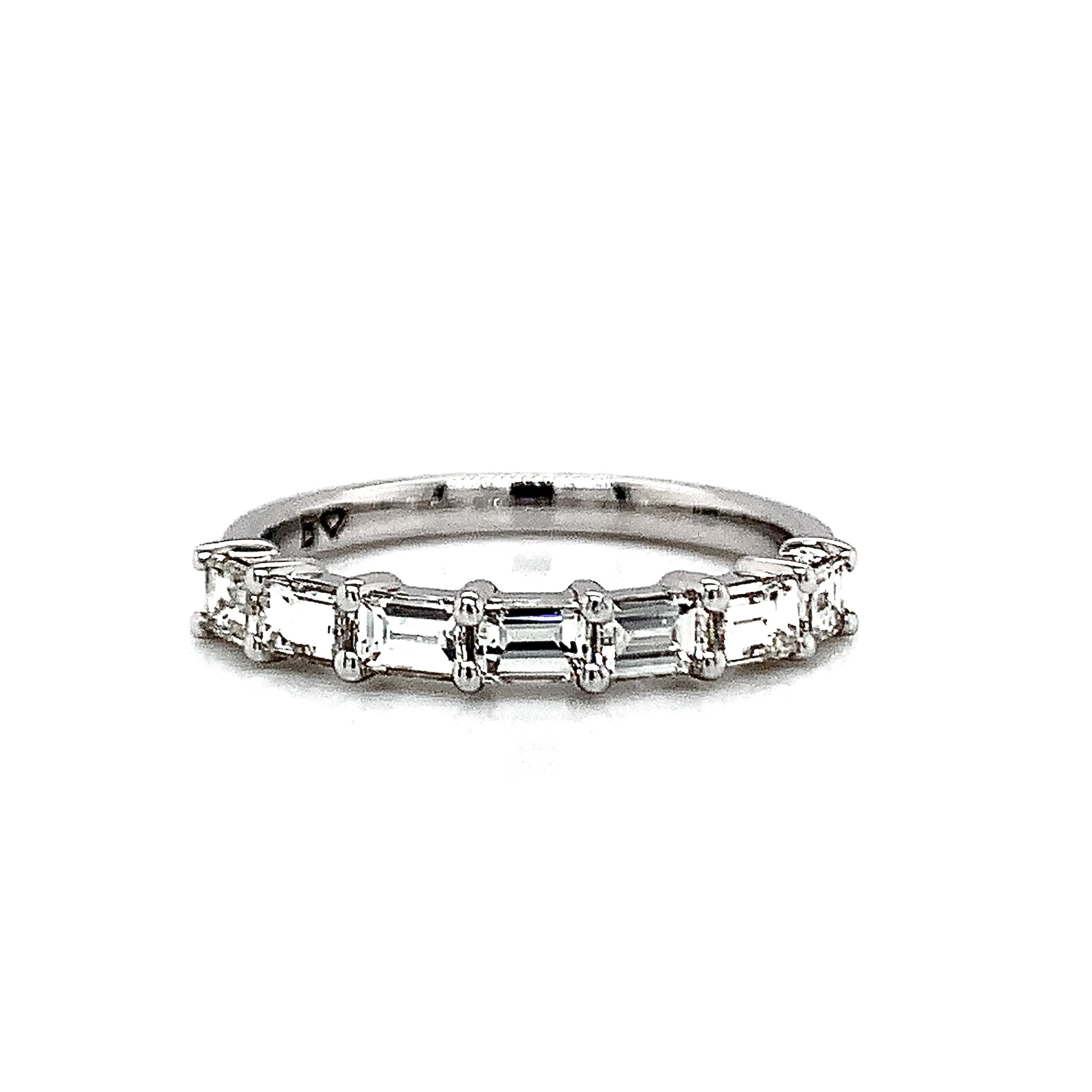 14kt White Gold Ladies East to West Baguette Cut Diamond Band