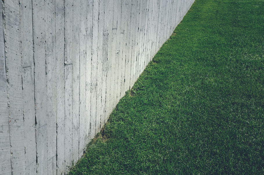 Grass Lawn with Concrete Wall