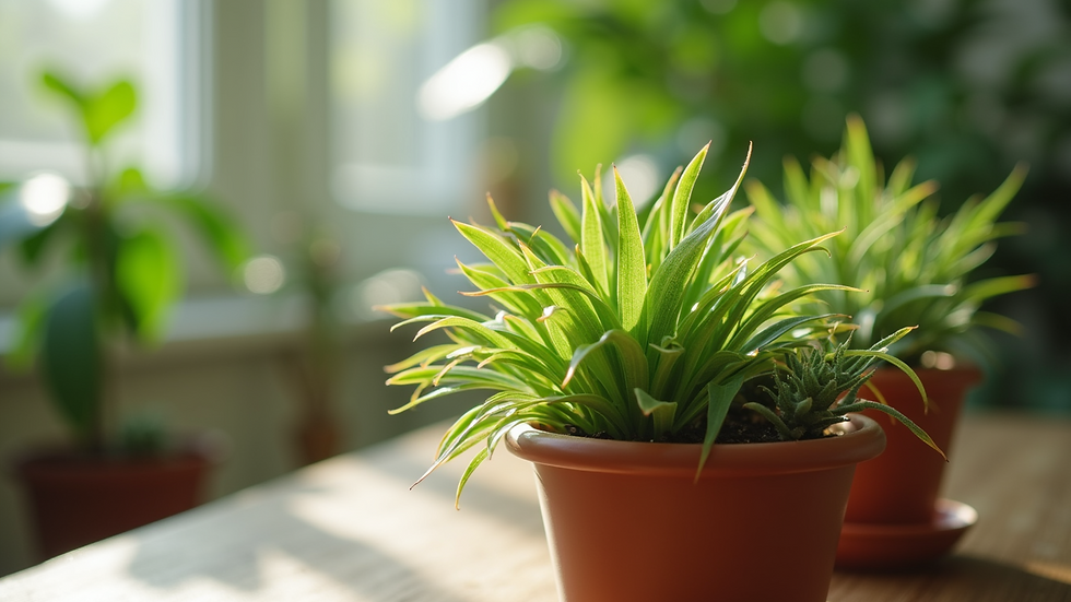 Close-up view of a 2 in 1 pot with vibrant plants