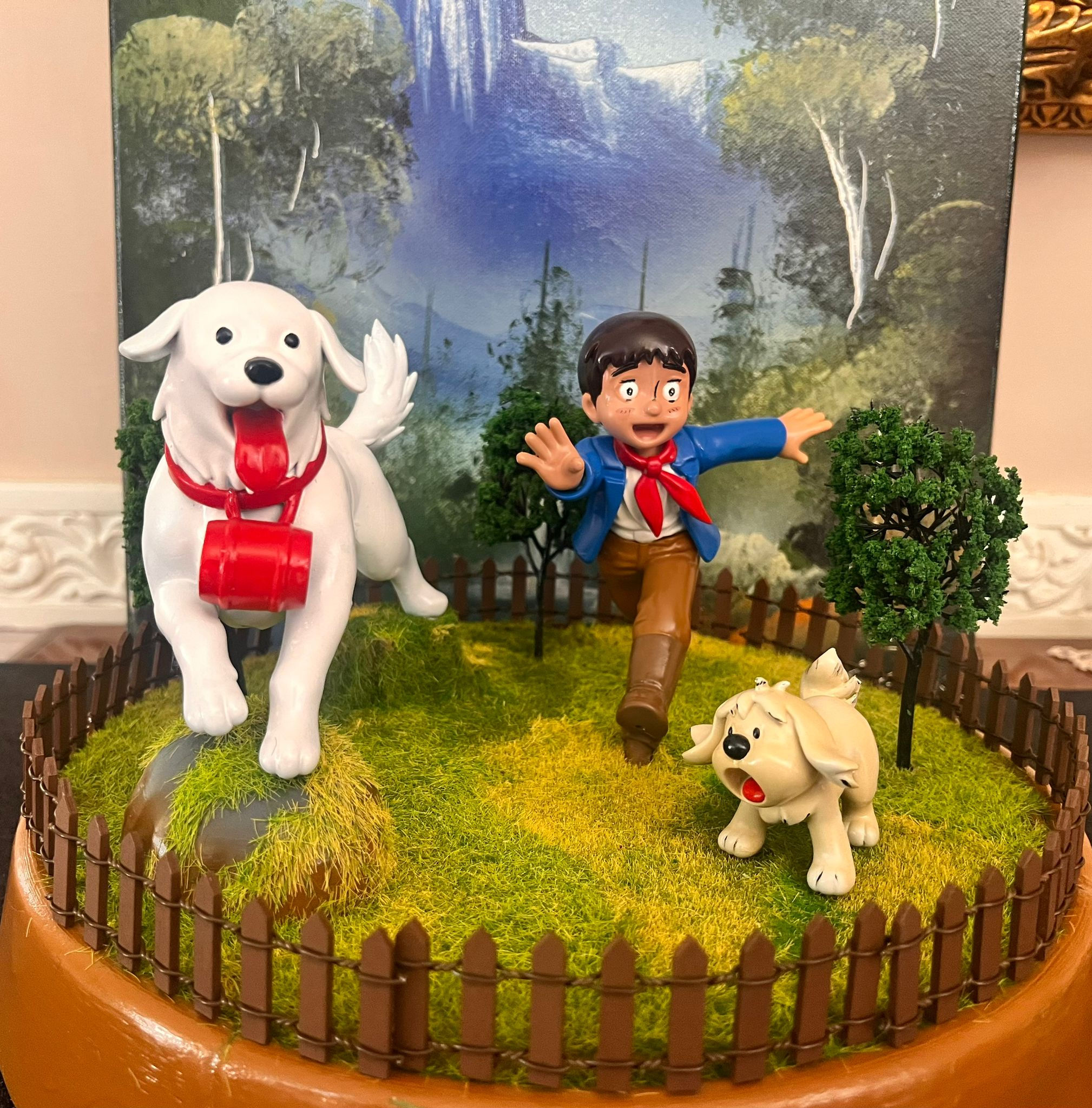 Belle e Sebastien Diorama Action Figure Resina fanart DIPINTO A MANO ANNI 80