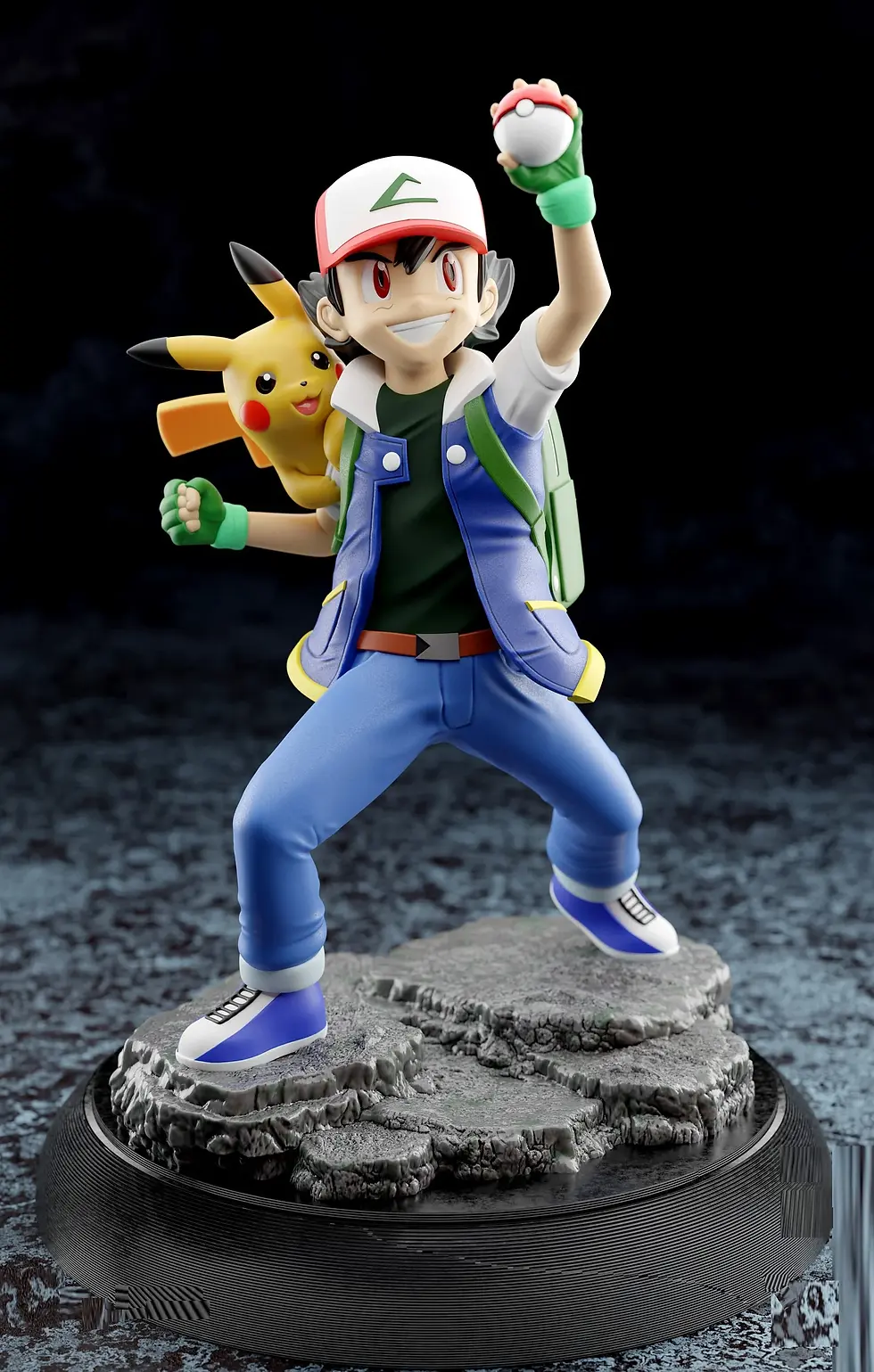 Pokemon Ash e Pika Stampa 3D 19 cm Figura Modellino Non Dipinto Non Assemblato