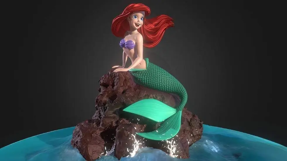 Ariel La Sirenetta 3D 19 cm Non Dipinto Non Assemblato