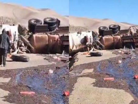CAMIÓN CON ÁCIDO SULFÚRICO VOLCÓ EN ANTOFAGASTA: CONDUCTOR FALLECE TRAS SUFRIR GRAVES QUEMADURAS
