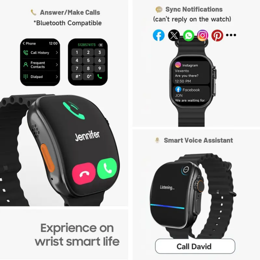 W&O Smart Watch with Bluetooth calling and notifications