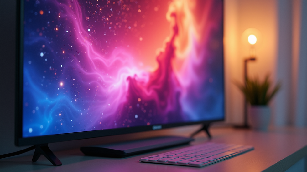 Close-up view of a 50-inch 4K smart TV screen showing vibrant colors