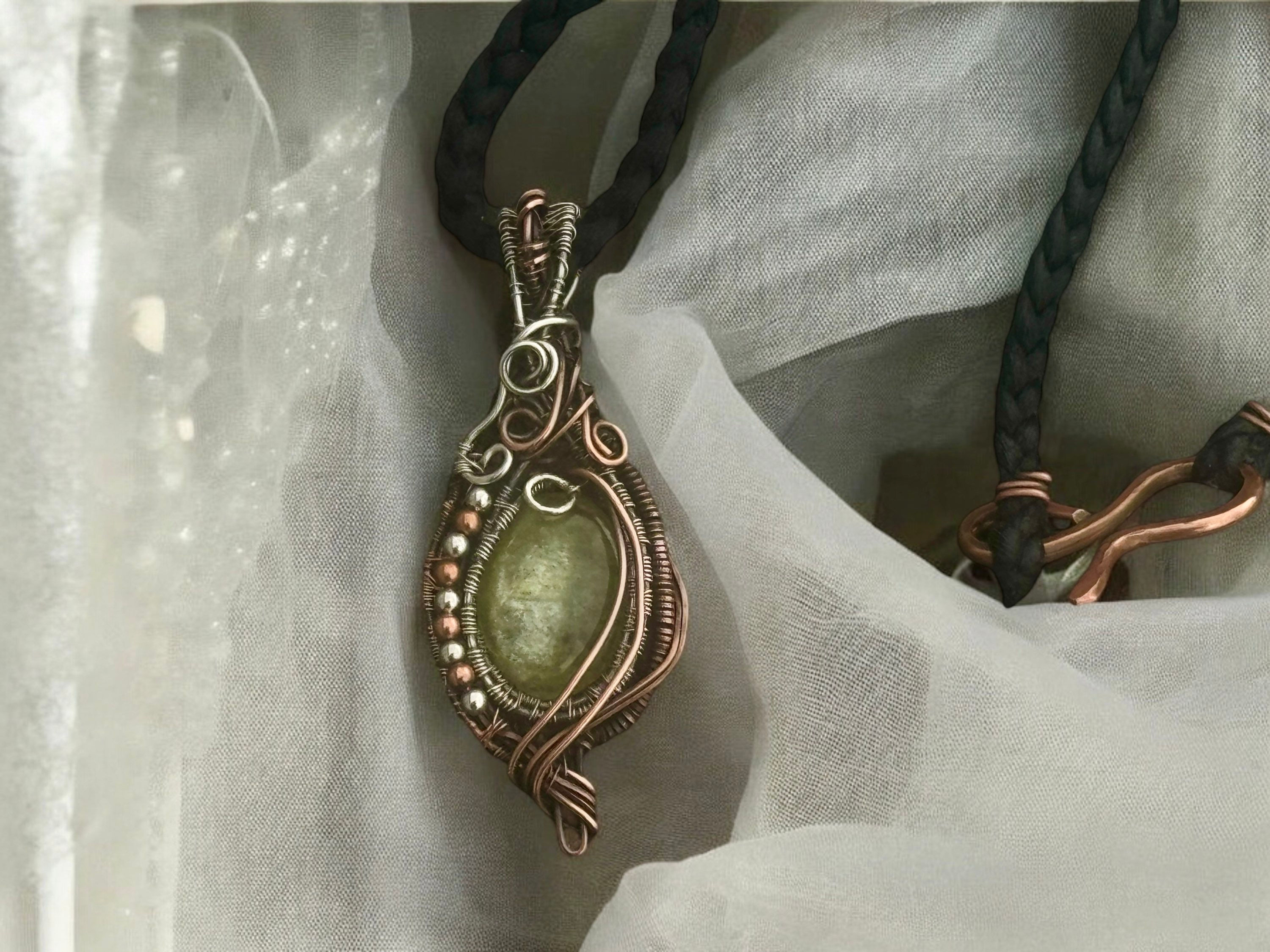 Sterling Silver & Copper Yellow Apatite Pendant 