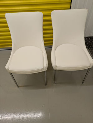 white dining chairs after reupholstery Manchester durable fabric