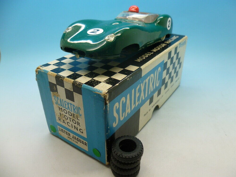 Thumbnail: Scalextric C56 Lister Jaguar in green large head, mint boxed