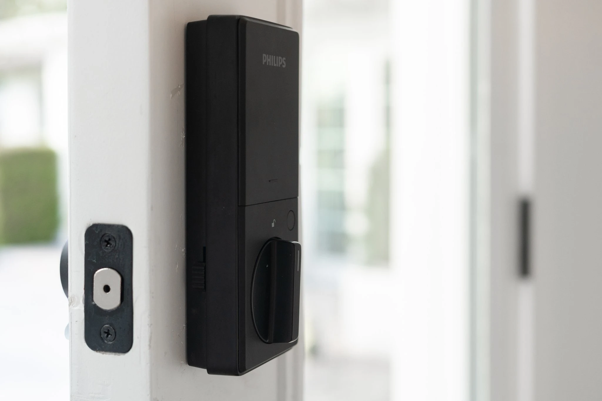 front door with smart lock
