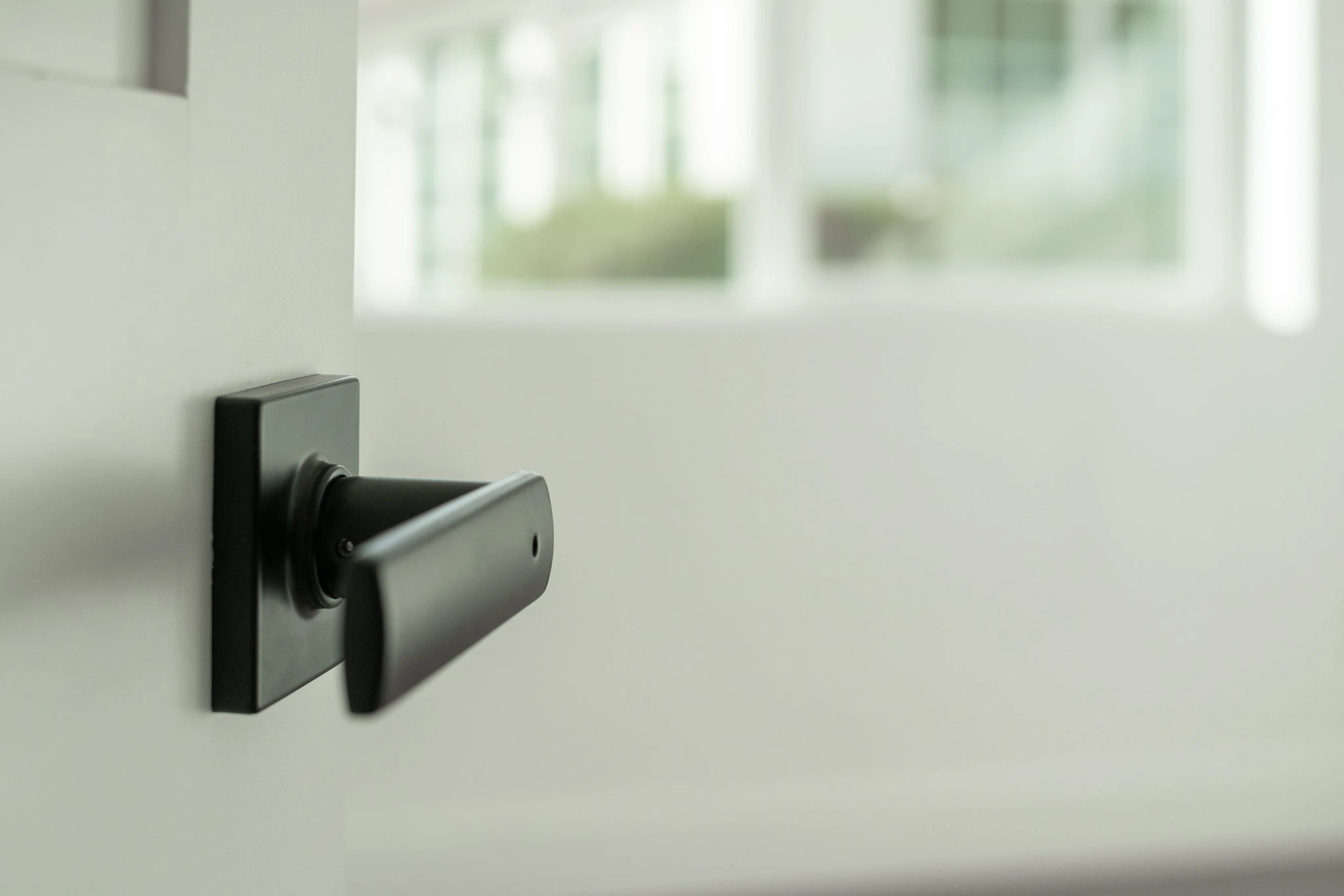 black matte lever style door handle