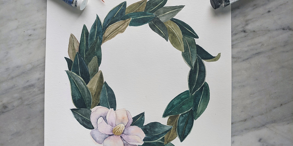Watercolor Magnolia Wreaths - with SkillPop Nashville