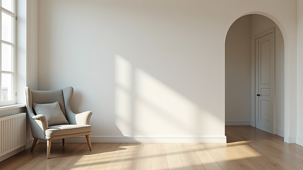 Eye-level view of a freshly painted living room wall in a Sterling home