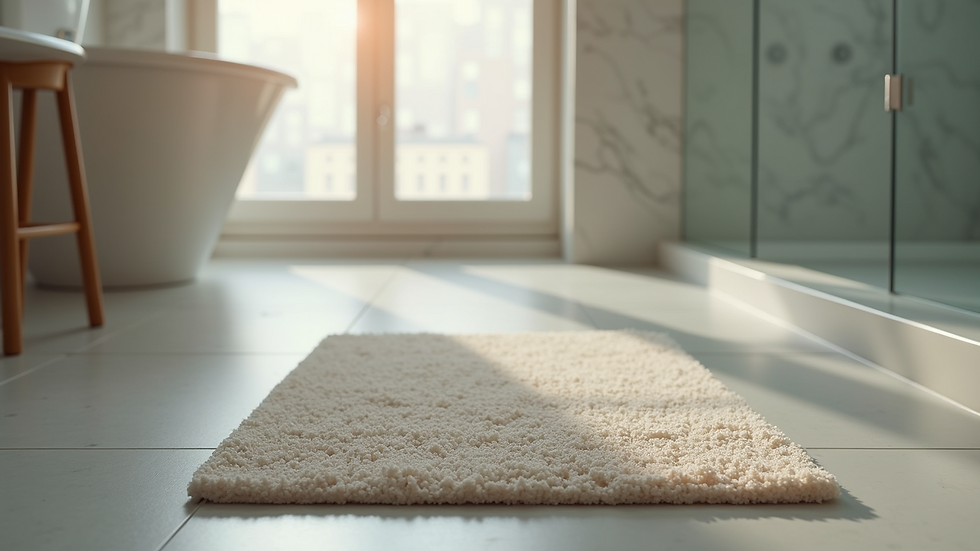 Close-up view of a non-slip bathroom floor mat