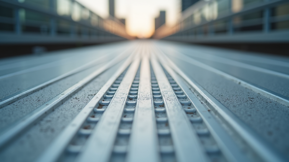 Close-up view of aluminum ramp surface showing non-slip texture